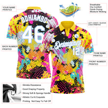 Load image into Gallery viewer, Custom Graffiti Pattern White-Light Blue 3D Bright Psychedelic Performance Golf Polo Shirt
