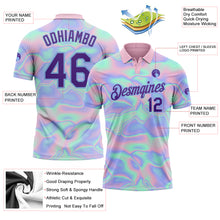 Load image into Gallery viewer, Custom Light Blue Purple 3D Pattern Design Abstract Trendy Holographic Vaporwave Style Performance Golf Polo Shirt