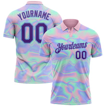 Load image into Gallery viewer, Custom Light Blue Purple 3D Pattern Design Abstract Trendy Holographic Vaporwave Style Performance Golf Polo Shirt
