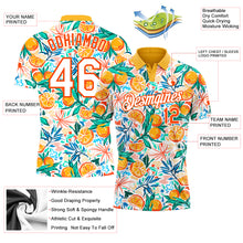 Load image into Gallery viewer, Custom Orange White 3D Pattern Design Fruits Performance Golf Polo Shirt