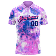 Load image into Gallery viewer, Custom Tie Dye Royal-Pink 3D Performance Golf Polo Shirt