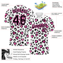 Load image into Gallery viewer, Custom White Black-Pink 3D Pattern Design Leopard Print Performance Golf Polo Shirt