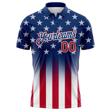 Load image into Gallery viewer, Custom Blue Red-White 3D American Flag Performance Golf Polo Shirt