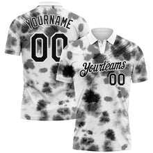 Load image into Gallery viewer, Custom Tie Dye Black-White 3D Performance Golf Polo Shirt