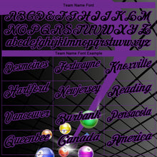 Load image into Gallery viewer, Custom Black Purple 3D Pattern Design Billiards Performance Polo Shirt
