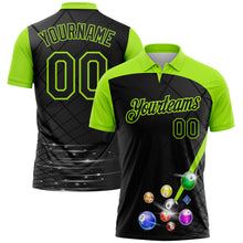 Load image into Gallery viewer, Custom Black Aurora Green 3D Pattern Design Billiards Performance Polo Shirt