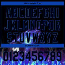 Load image into Gallery viewer, Custom Black Thunder Blue 3D Pattern Design Flame Billiards 8 Ball Performance Polo Shirt