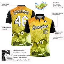 Load image into Gallery viewer, Custom Yellow White-Black 3D Pattern Design Billiards Performance Polo Shirt