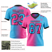 Load image into Gallery viewer, Custom Sky Blue Pink-Black Mesh Authentic Gradient Fashion Football Jersey