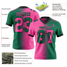 Load image into Gallery viewer, Custom Kelly Green Pink-Black Mesh Authentic Gradient Fashion Football Jersey