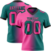 Load image into Gallery viewer, Custom Teal Pink-Black Mesh Authentic Gradient Fashion Football Jersey