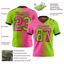 Load image into Gallery viewer, Custom Neon Green Pink-Black Mesh Authentic Gradient Fashion Football Jersey