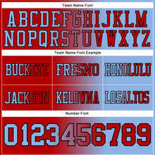 Load image into Gallery viewer, Custom Light Blue Red-Black Mesh Authentic Gradient Fashion Football Jersey