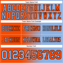 Load image into Gallery viewer, Custom Light Blue Orange-Black Mesh Authentic Gradient Fashion Football Jersey