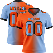 Load image into Gallery viewer, Custom Light Blue Orange-Black Mesh Authentic Gradient Fashion Football Jersey