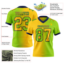 Load image into Gallery viewer, Custom Neon Green Yellow-Navy Mesh Authentic Gradient Fashion Football Jersey