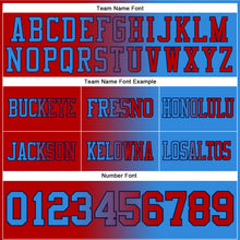 Load image into Gallery viewer, Custom Powder Blue Red-Navy Mesh Authentic Gradient Fashion Football Jersey