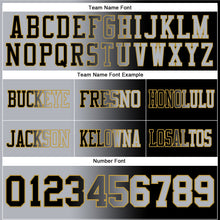 Load image into Gallery viewer, Custom Black Gray-Old Gold Mesh Authentic Gradient Fashion Football Jersey