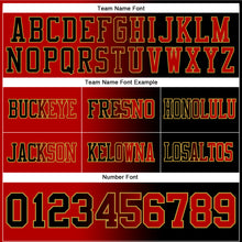 Load image into Gallery viewer, Custom Black Red-Old Gold Mesh Authentic Gradient Fashion Football Jersey