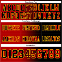 Load image into Gallery viewer, Custom Black Red-Gold Mesh Authentic Gradient Fashion Football Jersey