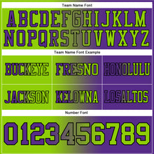Load image into Gallery viewer, Custom Purple Neon Green-Black Mesh Authentic Gradient Fashion Football Jersey