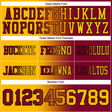Load image into Gallery viewer, Custom Maroon Gold-Black Mesh Authentic Gradient Fashion Football Jersey
