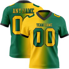 Load image into Gallery viewer, Custom Kelly Green Yellow-Black Mesh Authentic Gradient Fashion Football Jersey