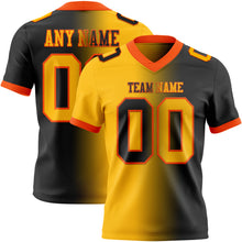 Load image into Gallery viewer, Custom Black Gold-Orange Mesh Authentic Gradient Fashion Football Jersey