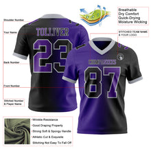 Load image into Gallery viewer, Custom Black Purple-Gray Mesh Authentic Gradient Fashion Football Jersey