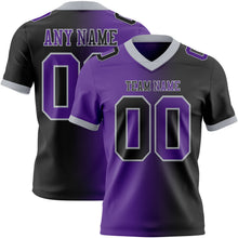Load image into Gallery viewer, Custom Black Purple-Gray Mesh Authentic Gradient Fashion Football Jersey
