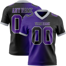 Load image into Gallery viewer, Custom Black Purple-Gray Mesh Authentic Gradient Fashion Football Jersey