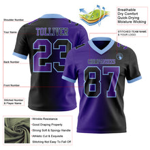 Load image into Gallery viewer, Custom Black Purple-Light Blue Mesh Authentic Gradient Fashion Football Jersey