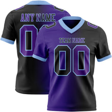 Load image into Gallery viewer, Custom Black Purple-Light Blue Mesh Authentic Gradient Fashion Football Jersey