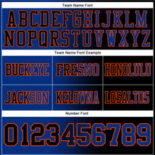 Load image into Gallery viewer, Custom Black Royal-Orange Mesh Authentic Gradient Fashion Football Jersey