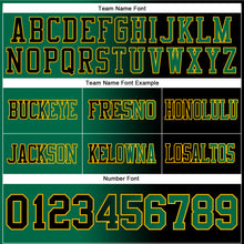 Load image into Gallery viewer, Custom Black Kelly Green-Gold Mesh Authentic Gradient Fashion Football Jersey