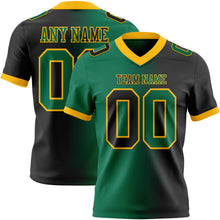 Load image into Gallery viewer, Custom Black Kelly Green-Gold Mesh Authentic Gradient Fashion Football Jersey