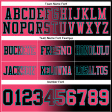 Load image into Gallery viewer, Custom Black Neon Pink-Teal Mesh Authentic Gradient Fashion Football Jersey