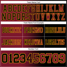 Load image into Gallery viewer, Custom Black Crimson-Gold Mesh Authentic Gradient Fashion Football Jersey