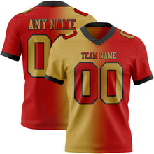 Load image into Gallery viewer, Custom Red Old Gold-Black Mesh Authentic Gradient Fashion Football Jersey