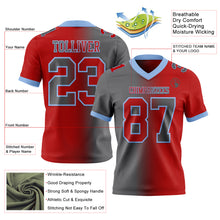 Load image into Gallery viewer, Custom Red Steel Gray-Light Blue Mesh Authentic Gradient Fashion Football Jersey