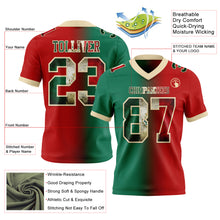 Load image into Gallery viewer, Custom Red Vintage Mexican Flag Kelly Green-Cream Mesh Authentic Gradient Fashion Football Jersey