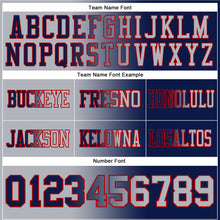 Load image into Gallery viewer, Custom Navy Gray-Red Mesh Authentic Gradient Fashion Football Jersey