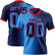 Load image into Gallery viewer, Custom Navy Powder Blue-Red Mesh Authentic Gradient Fashion Football Jersey