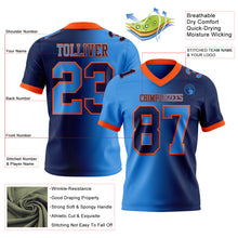 Load image into Gallery viewer, Custom Navy Powder Blue-Orange Mesh Authentic Gradient Fashion Football Jersey
