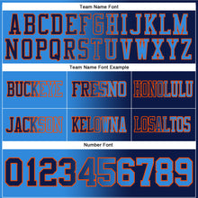 Load image into Gallery viewer, Custom Navy Powder Blue-Orange Mesh Authentic Gradient Fashion Football Jersey
