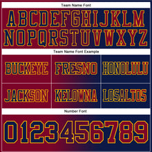 Load image into Gallery viewer, Custom Navy Maroon-Gold Mesh Authentic Gradient Fashion Football Jersey