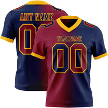 Load image into Gallery viewer, Custom Navy Maroon-Gold Mesh Authentic Gradient Fashion Football Jersey