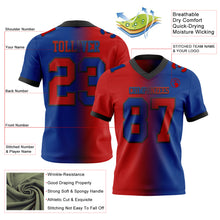 Load image into Gallery viewer, Custom Royal Red-Black Mesh Authentic Gradient Fashion Football Jersey