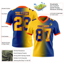 Load image into Gallery viewer, Custom Royal Yellow-Orange Mesh Authentic Gradient Fashion Football Jersey