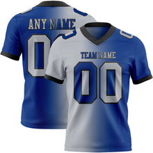 Load image into Gallery viewer, Custom Royal Gray-Black Mesh Authentic Gradient Fashion Football Jersey